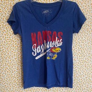 Kansas Jayhawks Blue V-Neck T-Shirt